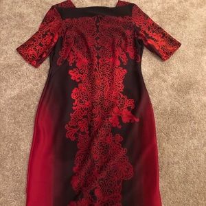 Gabby Skye dress Red and Black Orient pattern